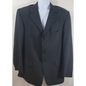 Hardwick Clothes Black 3 Button Lined Blazer 42L Lightweight Notched Collar